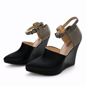 Reed Krakoff Black Leather Platform Wedge Heels- NEW